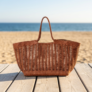 Sac fourre-tout en cuir véritable tissé à la main Liset Market pour femme, grand sac à bandoulière, grande capacité, idéal pour la plage et les voyages - Product Image 3