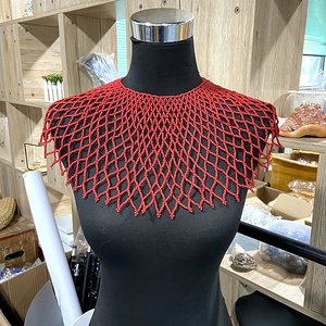 HANSIDON הצהרת בעבודת יד דיג נטו צורת שרשרת נשים Vintage ביב שרף חרוזים צווארון שרשרת קסמי תכשיטי כתף - Product Image 5