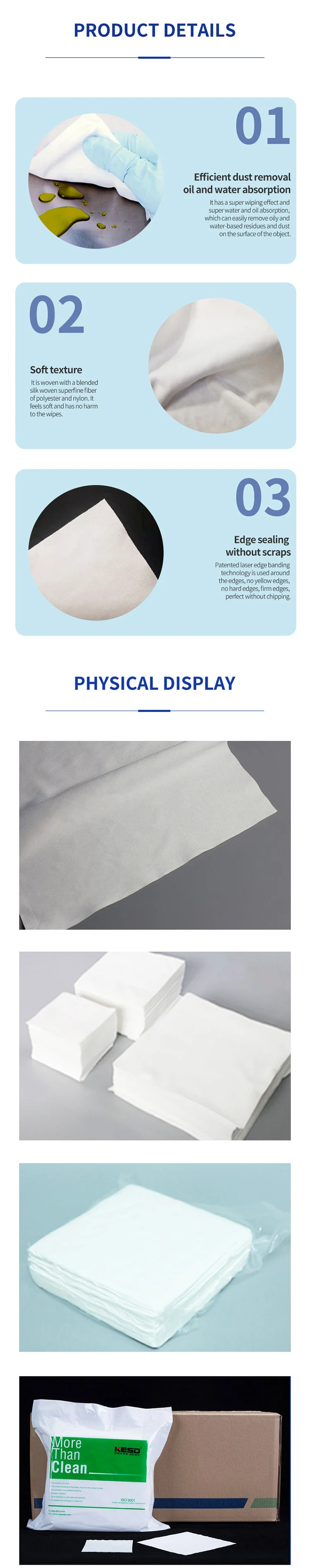 10x10cm 180g Class 4 Lint Free Camera Lens Non-dust High Density Microfiber Cleanroom Wiper For Iphone Lcd Screen