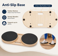 Meilleures ventes : Bois 360° ° Plateforme d'entraînement de rotation des hanches et de la taille, Planche d'équilibre torsadée, Entraîneur de gainage avec repose-pieds antidérapants, pour la maison
