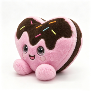Peluche personnalisée en forme de donut cœur, peluche donut, peluche alimentaire, coussin en forme de cœur, animal en peluche dessert - Product Image 1