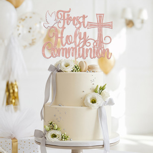 Décoration de gâteau <span class=keywords><strong>pour</strong></span> la Première <span class=keywords><strong>Communion</strong></span>, avec motifs religieux Pigeon de la Paix et Croix, idéale <span class=keywords><strong>pour</strong></span> les thèmes de Baptême et de Baby Shower - Product Image 3