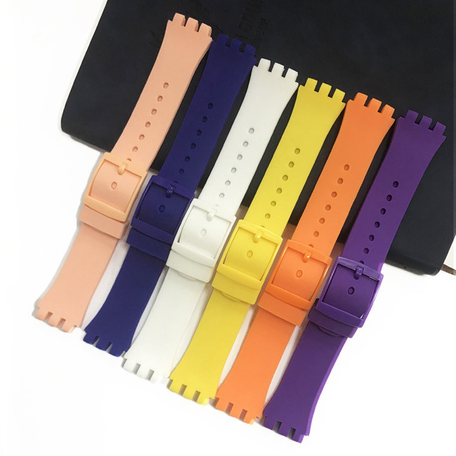 Silicone Watch Band 16mm 17mm 19mm 20mm for Swatch Waterproof Colorful Rubber Strap Men Women Sport Bands Accessories Bracelet