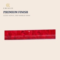 Crealis Ensemble de support et de poussoir pour tuiles de Mahjong américain en acrylique rouge vif, bord festonné, 17,5 po et 20 po, pour 4 joueurs