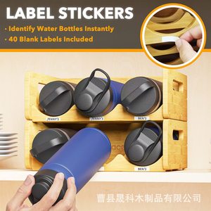 Bamboo Water <b>Bottle</b> <b>Storage</b> <b>Rack</b> 2 Tier Stackable Wooden Cup Organizer For Kitchen Desktop - Product Image 3