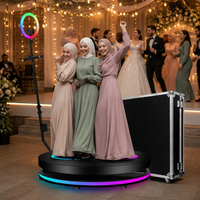 Machine de photomaton vidéo 360° avec logo personnalisé, surface lumineuse LED RGB, kit d'éclairage annulaire, télécommande et plateforme rotative pour la location événementielle