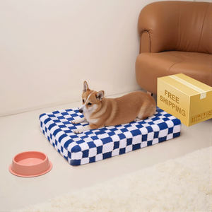 Cama de espuma viscoelástica ortopédica suave para mascotas, diseño de terciopelo Jacquard Reversible, forro impermeable, Base antideslizante, funda lavable para perros - Product Image 1