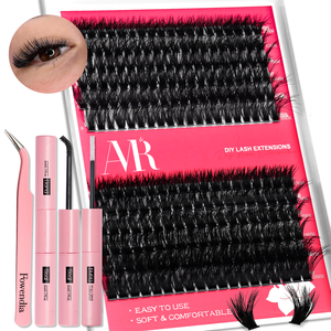 Kit di Extension Ciglia Fai-da-Te Voluminose e Morbide, Ciglia <span class=keywords><strong>a</strong></span> Ciuffetti <span class=keywords><strong>Pre</strong></span>-Tagliate con Banda Sottile - Product Image 1