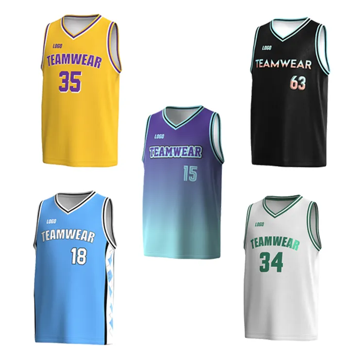 I produttori di sublimazione della tintura di usura uniforme della squadra di basket progettano maglie da basket giovanili personalizzate