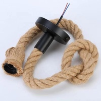 Support de lampe E27 en corde de chanvre, base de suspension ronde de 1 m avec cordon, douille à vis E27, adapté aux ampoules à filament Edison rétro