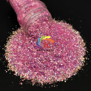 2oz kemasan tas massal kosmetik terbaik glitter seni kuku chunky pelangi