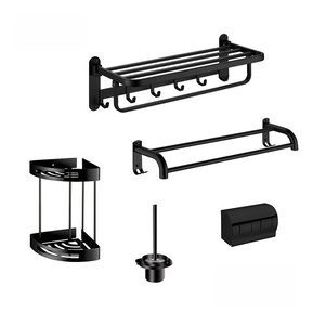 Modern Chrome Wall-Mounted <b>Bathroom</b> Storage Set With Towel Rack And Corner <b>Shelf</b> Polished Stainless Steel Design - Product Image 6