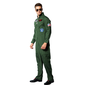 Movie Cosplay American Airforce Uniform Halloween <strong>Costumes</strong> for <strong>Men</strong> Adult <strong>Army</strong> Green Pilot Jumpsuit - Product Image 2