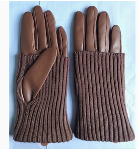 <span class=keywords><strong>Gants</strong></span> d'hiver en cuir véritable pour <span class=keywords><strong>femme</strong></span>, style vintage, en peau d'agneau, avec revers tricoté - Product Image 4