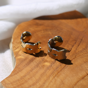 Orecchino a clip singolo per cartilagine, tono argento e oro, gioielli alla moda in acciaio Ref46911 - Product Image 2