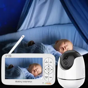 5 Inch 720P 1080P Afstandsbediening Pan Kantelzoom Nanny Camera Tweeweg Audio Nachtzicht Vox-Modus Temperatuursensor Video Babyfoon