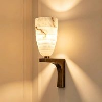 Applique murale LED en marbre de luxe léger, cadre en acier inoxydable, finition antique, lumière chaude 3000K pour chambres et salons