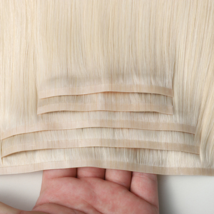 Cao Cấp Liền Mạch <span class=keywords><strong>Clip</strong></span> Vô Hình Trong Phần Mở Rộng Tóc Con Người Vàng Trắng Bạch Kim Nguyên Donant Trinh Nữ Châu Âu PU Da Sợi Ngang <span class=keywords><strong>Clip</strong></span>-Trong - Product Image 3