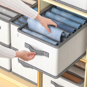 Organisateur de placard en tissu non tissé avec panneaux en PP, tiroirs de <span class=keywords><strong>rangement</strong></span> 44x25x17cm pour <span class=keywords><strong>sous</strong></span>-vêtements et jeans, système de boîtes de <span class=keywords><strong>rangement</strong></span> pliables à 6/9/12 compartiments - Product Image 1