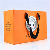 Sacs cadeaux en papier de haute qualité, personnalisés, pour boutiques de vêtements, design fantaisie, imprimé orange, pour magasins de détail