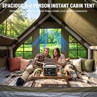 Tente de camping gonflable avec hublot, installation rapide, ouverture pour poêle, imperméable, tissu Oxford 600D, structure rectangulaire, 4-6 personnes