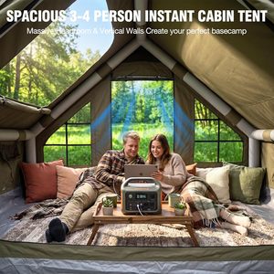Carpa Inflable para Camping con Claraboya, Instalación Rápida, Soporte para Estufa, Impermeable, Tela Oxford 600D, Estructura Rectangular, para 4-6 Personas - Product Image 4