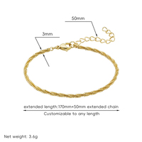 Bracelet chaîne popcorn ajustable en acier inoxydable, plaqué or 18 carats PVD, délicat et étincelant, bijou de mode minimaliste pour le quotidien et le superposition