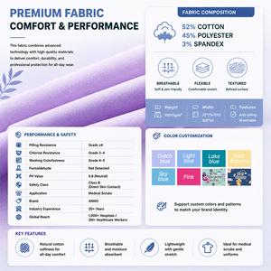 Ensemble de blouses médicales ANNO personnalisées avec logo, antimicrobiennes, en tissu CVC - Uniforme d'infirmière doux, extensible et résistant aux plis - Vente en gros - Product Image 4
