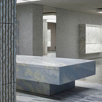 Table de réception moderne, table d'appoint personnalisée en marbre, onyx bleu, travertin, présentoir en pierre naturelle, socle en marbre, présentoir de magasin