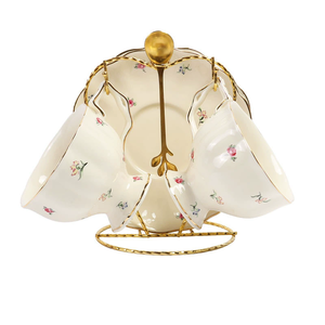 Juego de Tazas de Café de Porcelana Floral Clásica para Comercio Exterior con Diseño Ecológico para Regalos, Incluye Tazas y Platos - Product Image 2