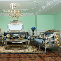 Meubles de décoration de villa, chambre royale de luxe en hêtre massif, lit king size en bois