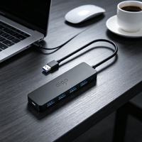 Hub USB 3.0 multiport haute vitesse, répartiteur USB portable à 4 ports avec port d'alimentation pour ordinateur portable, PC, poste de travail de bureau