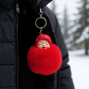 Portachiavi E.B. in peluche con pompon, 6 pollici, in morbida pelliccia sintetica, stile cartone animato, per regalo di Capodanno cinese - Product Image 2