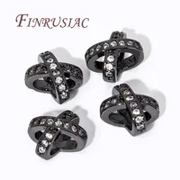 Perles d'espacement en forme de X en laiton plaqué or 18 carats séparateurs de perles de Zircon pour bracelets à bricoler soi-même et accessoires de bijoux