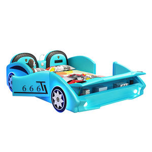 เตียงนอนสำหรับเด็กผู้ชาย,เตียงรถยนต์ขนาดเล็กลายการ์ตูนสร้างสรรค์ที่เก็บของมัลติฟังก์ชั่นเตียงหนังพร้อมลำโพงและไฟ - Product Image 6