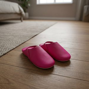 Chaussures d'intérieur en cuir véritable rose à motif floral, légères, respirantes, couleur unie, bout fermé, semelle souple, toutes saisons - Product Image 2