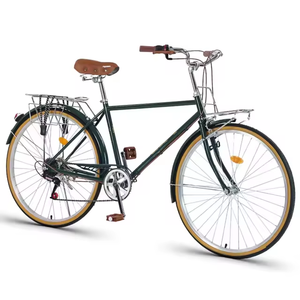 Vente flash Vélo <span class=keywords><strong>adulte</strong></span> 7 vitesses 24/26 pouces en acier à haute teneur en carbone Vélo urbain vintage pour femmes Vélo de ville Capacité de charge de 150 kg - Product Image 1