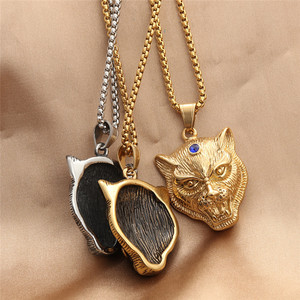 Collier Pendentif Tigre en Acier Inoxydable pour Homme, Breloque Animale Style Rétro Punk, Design Géométrique, Sertissage Clos 280526 - Product Image 2