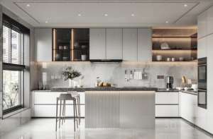 Gabinete de cocina de laca de lujo de estilo americano Cocina de alta calidad de diseño brillante de madera maciza multifuncional moderna - Product Image 5