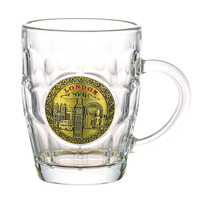 Mug à bière en verre souvenir de 7 oz avec poignée, logo métallique personnalisé en gros, sublimation