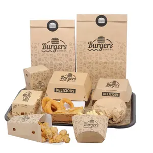 Lowholesale toptan gıda sınıfı tek kullanımlık kağıt özel kızarmış tavuk patates kızartması fast food ambalaj kutuları