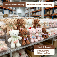 Ours en peluche doux à ruban tulipe, 8 pouces, poupée en peluche à cheveux bouclés, prix pour machine de jeu d'arcade de centre commercial, articles en vente directe