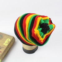 Berretto Invernale in Cotone Lavorato a Maglia Personalizzato, Cappello Caldo a Righe Lunghe Stile Rasta