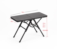 Table à cartes pliante carrée à cadre métallique avec dessus en aluminium Pieds réglables pliables en deux pour adultes, intérieur et extérieur