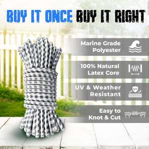 5/16 Inch X Customize 8mm Heavy Duty Braided Marine Grade Elastic Bungee Shock Cord Natural Latex Core Kayak <b>Tarp</b> Outdoor Bags - Product Image 3