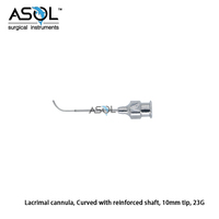 Cannule lacrymale 23G courbée, pointe de 10 mm, instrument chirurgical ophtalmique en acier inoxydable