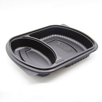 HYX-002 Best-seller, boîte à lunch en plastique PET jetable noire, forme unique pour salade, nouilles, logo personnalisé, conteneur alimentaire à emporter