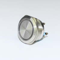 Interrupteur à bouton-poussoir de 40 mm en acier inoxydable, double pôle, 10 broches, anneau lumineux, 220 V, commande industrielle