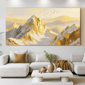 Peinture à l'huile moderne <span class=keywords><strong>Montagne</strong></span> Dorée faite à la main, texture épaisse, <span class=keywords><strong>couteau</strong></span> à palette, art mural 3D sur toile pour salon - Product Image 5