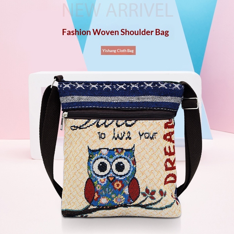 Jacquard Linen Animal Crossbody Bag